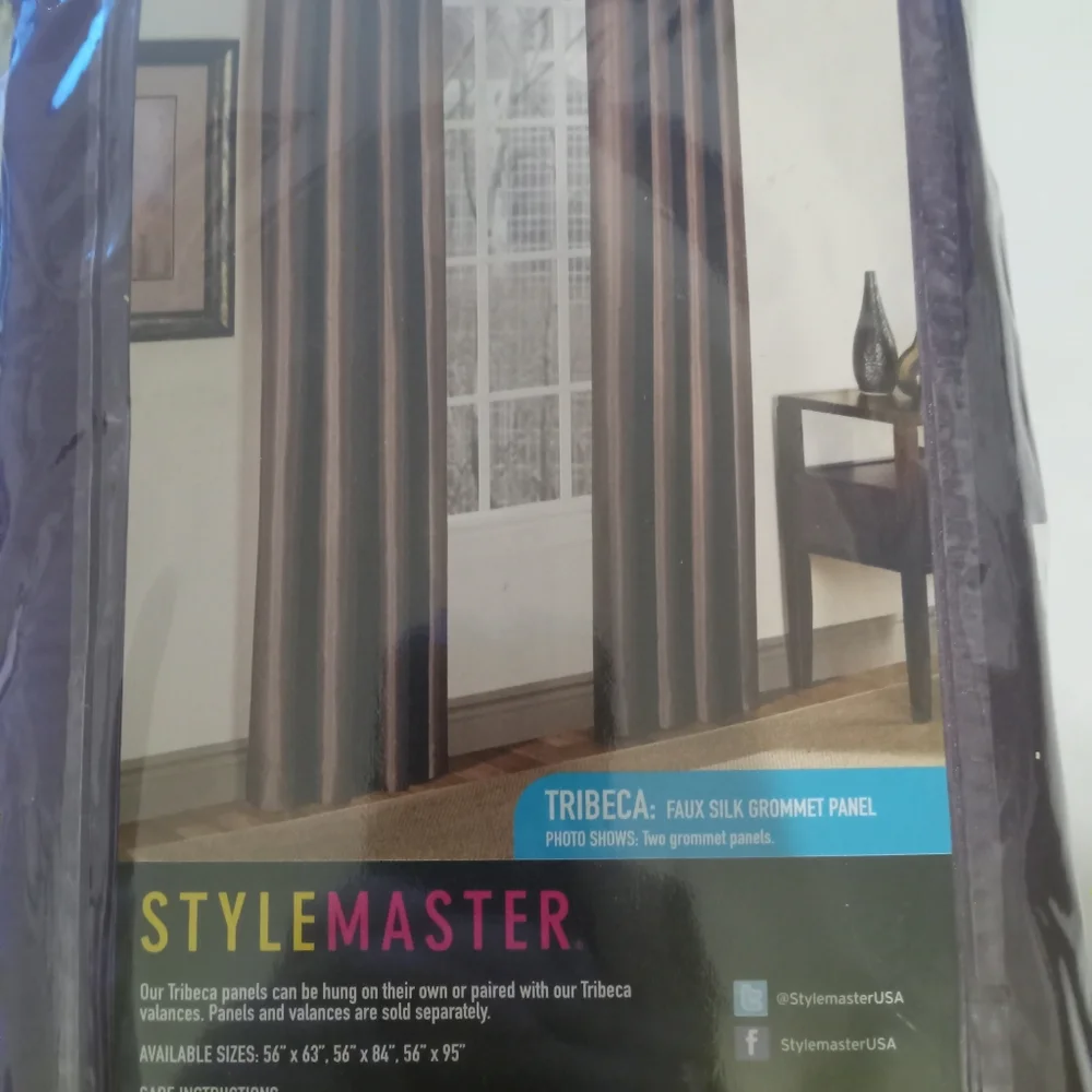 NWT Stylemaster Tribeca Faux Silk Satin Grommet Purple Panel Curtain 95